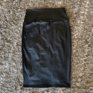 Faux leather midi skirt